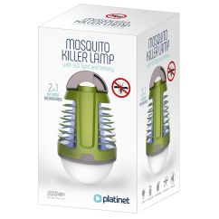 Lampa LED de exterior si aparat anti insecte (muste, tantari, molii), reincarcabila, 1000V, 5W, raza 40mp, Platinet 2in1