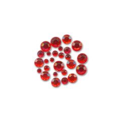 Strasuri/pietre plate, Ø 2-4mm, 300 buc/set, rosu rubin, Meyco