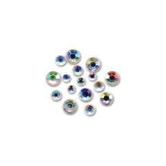 Strasuri/pietre plate, Ø 2-4mm, 300 buc/set, cristal iridiscent, Meyco