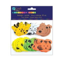 Forme din spuma/hartie gumata adeziva  - capete de animale, 38 buc/set, Dp Craft