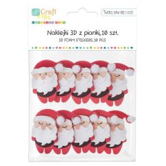 Forme din spuma/hartie gumata adeziva  - Mos Craciun 3D, 10 buc/set, Dp Craft