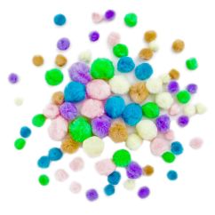 Pom Pom, dimensiuni diferite, 78 buc/set, culori pastelate, Dp Craft