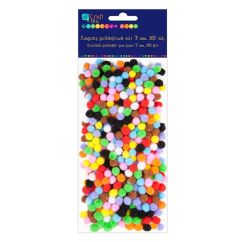 Pom Pom, Ø 7mm, 380 buc/set, diferite culori, Dp Craft
