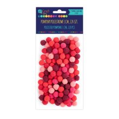 Pom Pom, Ø 10mm, 120 buc/set, mix rosu, Dp Craft