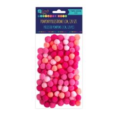 Pom Pom, Ø 10mm, 120 buc/set, mix roz, Dp Craft