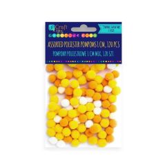 Pom Pom, Ø 10mm, 120 buc/set, mix galben, Dp Craft