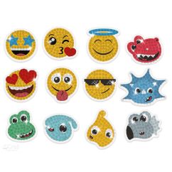 Stickere/abtibilduri cu diamante, emoticons, 12 buc/set, Dp Craft