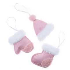 Decoratiuni cu blana, 3 buc/set, roz, Dp Craft