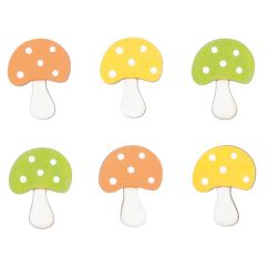 Forme decorative din lemn - ciuperci adezive, 4cm, 6 buc/set, diferite culori, Andel Prerov