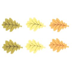 Carlige decorative din lemn/fetru, frunze de toamna (stejar), 5cm, 6 buc/set, diferite culori, Andel Prerov