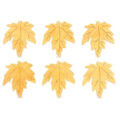 Carlige decorative din lemn, frunze de toamna (artar), 6cm, 6 buc/set, portocaliu, Andel Prerov