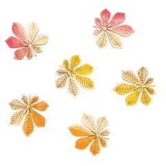 Forme decorative din lemn - frunze adezive de toamna (castan), 4cm, 6 buc/set, multicolor, Andel Prerov