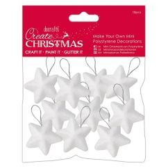 Figurine decorative din polistiren - stele, 4cm, cu agatatoare, 10 buc/set, alb, Create Christmas