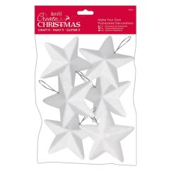 Figurine decorative din polistiren - stele, 10cm, cu agatatoare, 6 buc/set, Create Christmas