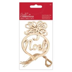 Figurine decorative din lemn - Christmas Noel, cu agatatoare, 10cm, 3 buc/set, natur, Create Christmas