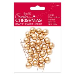 Ilicele/bobite decorative pe sarma, 2cm, 24 buc/set, auriu, Create Christmas