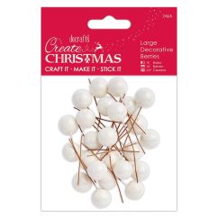 Ilicele/bobite decorative pe sarma, 2cm, 24 buc/set, alb cu aspect inghetat, Create Christmas