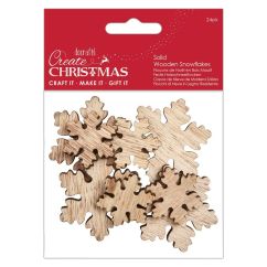Figurine decorative din lemn - fulgi de zapada, 3.5-5.5cm, 24 buc/set, natur, Create Christmas