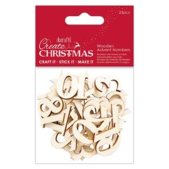 Figurine decorative din lemn - numere Advent Calendar, 2.5cm, 25 buc/set, natur, Create Christmas