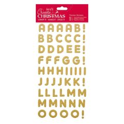 Stickere/abtibilduri cu sclipici, litere aurii, Create Christmas