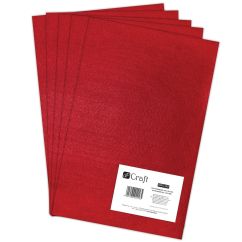 Fetru/pasla decorativa A4 (21x29.7cm), 2mm, 5 buc/set, rosu, Dp Craft