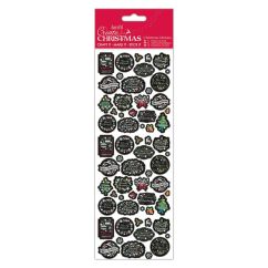 Stickere/abtibilduri, etichete negre Craciun Fericit, Create Christmas