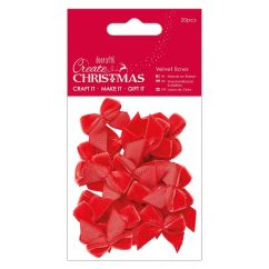 Fundite decorative din catifea, 6cm, 20 buc/set, rosu, Create Christmas