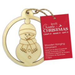 Forme decorative din lemn - om de zapada, cu agatatoare, natur, Create Christmas