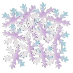 Figurine adezive din spuma/hartie gumata - fulgi de zapada cu sclipici, Ø 5cm, 12 buc/set, Dp Craft
