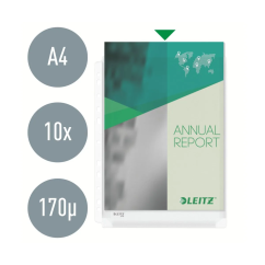 Folii de protectie A4, burduf 20mm, cristal, 170 microni, 10 buc/set, Leitz Jumbo