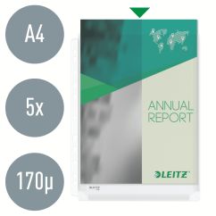 Folii de protectie A4, burduf 20mm, cristal, 170 microni, 5 buc/set, Leitz Jumbo