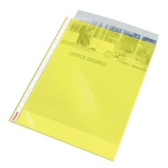 Folii de protectie A4, cristal, 55 microni, 10 buc/set, galben transparent, Esselte