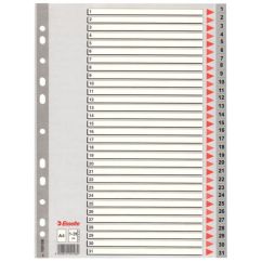 Separatoare din plastic A4, index 1-31, gri, Esselte