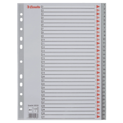 Separatoare din plastic A4, index 1-31, gri, Esselte