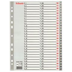 Separatoare din plastic A4, index 1-54, gri, Esselte