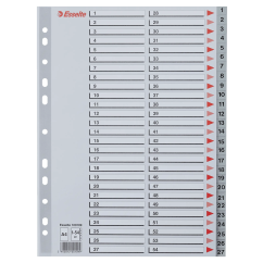 Separatoare din plastic A4, index 1-54, gri, Esselte