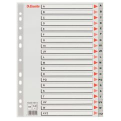 Separatoare din plastic A4, index A-Z, gri, Esselte