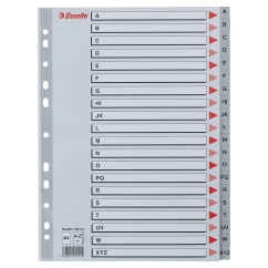Separatoare din plastic A4, index A-Z, gri, Esselte