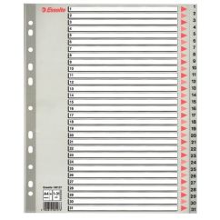 Separatoare din plastic A4 Maxi, index 1-31, gri, Esselte