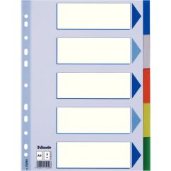 Separatoare din plastic A4, 5 buc/set, diferite culori, Esselte