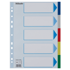 Separatoare din plastic A4, 5 buc/set, diferite culori, Esselte