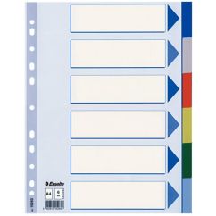 Separatoare din plastic A4, 6 buc/set, diferite culori, Esselte