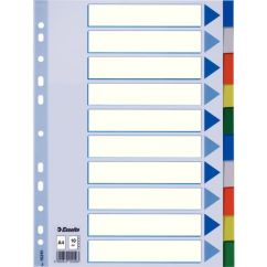 Separatoare din plastic A4, 10 buc/set, diferite culori, Esselte