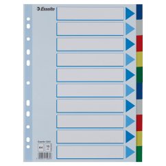 Separatoare din plastic A4, 10 buc/set, diferite culori, Esselte