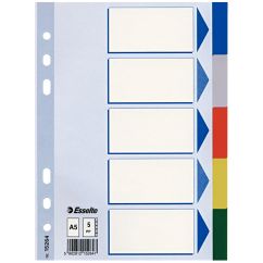 Separatoare din plastic A5, 5 buc/set, diferite culori, Esselte