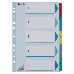 Separatoare din carton A4, index laminat 1-5, Esselte Mylar