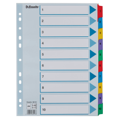 Separatoare din carton A4, index laminat 1-10, Esselte Mylar