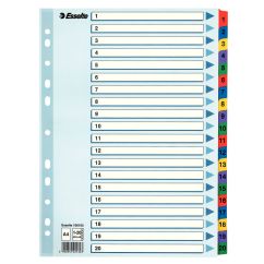 Separatoare din carton A4, index laminat 1-12, Esselte Mylar
