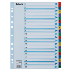 Separatoare din carton A4, index laminat 1-12, Esselte Mylar