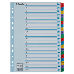 Separatoare din carton A4, index laminat color A-Z, Esselte Mylar